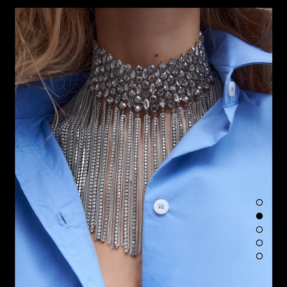 Fringed jewel choker necklace